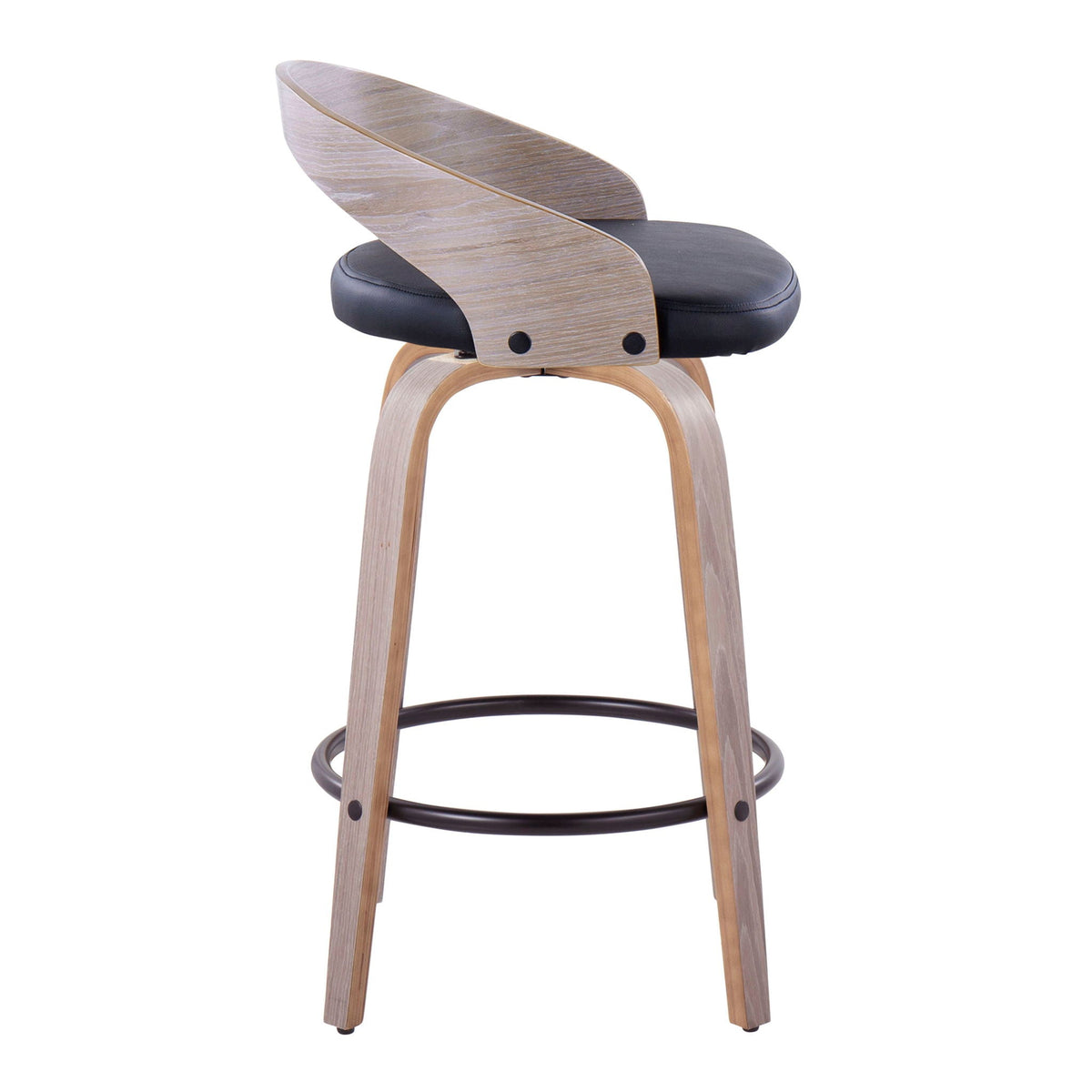 Counter stool HouseOfZazla mid-century modern with wood legs and black cushioned seat on Tampa Home & Garden Store