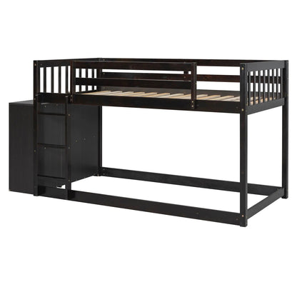 Bunk Bed With Four Drawers and Three Shelves