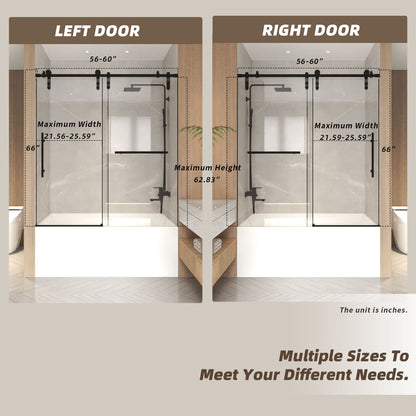 Frameless bathtub door with tempered glass, black hardware, 2 doors by HouseOfZazla on Tampa Home & Garden Store