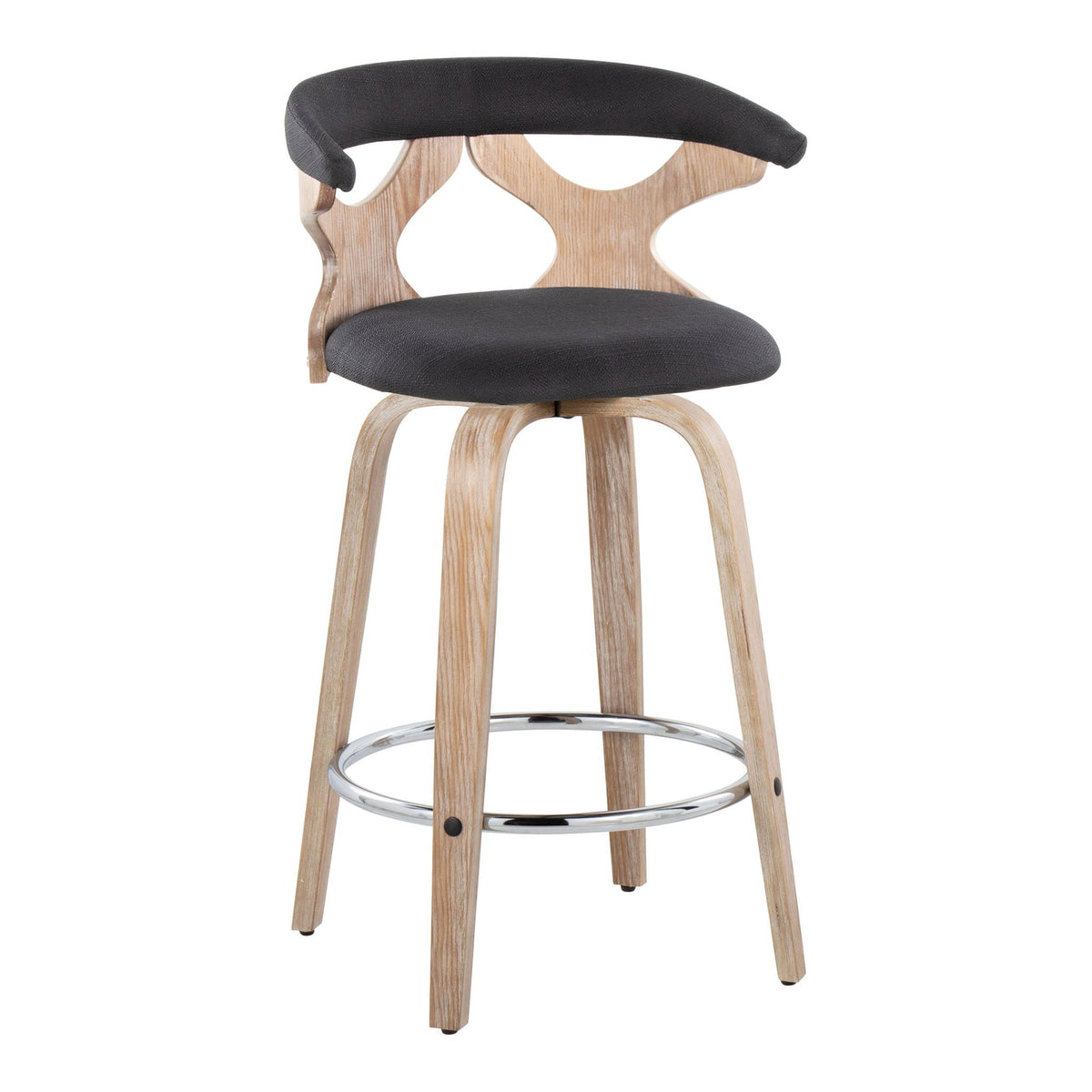 HouseOfZazla mid century modern counter stool set with swivel, black upholstery on Tampa Home & Garden Store