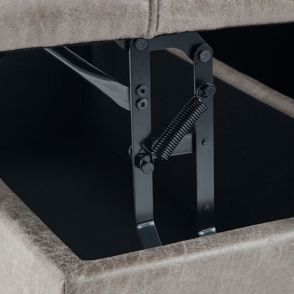 Harrison Tufted Lift Top and Storage Ottoman beige velvet with black metal frame on Tampa Home & Garden Store