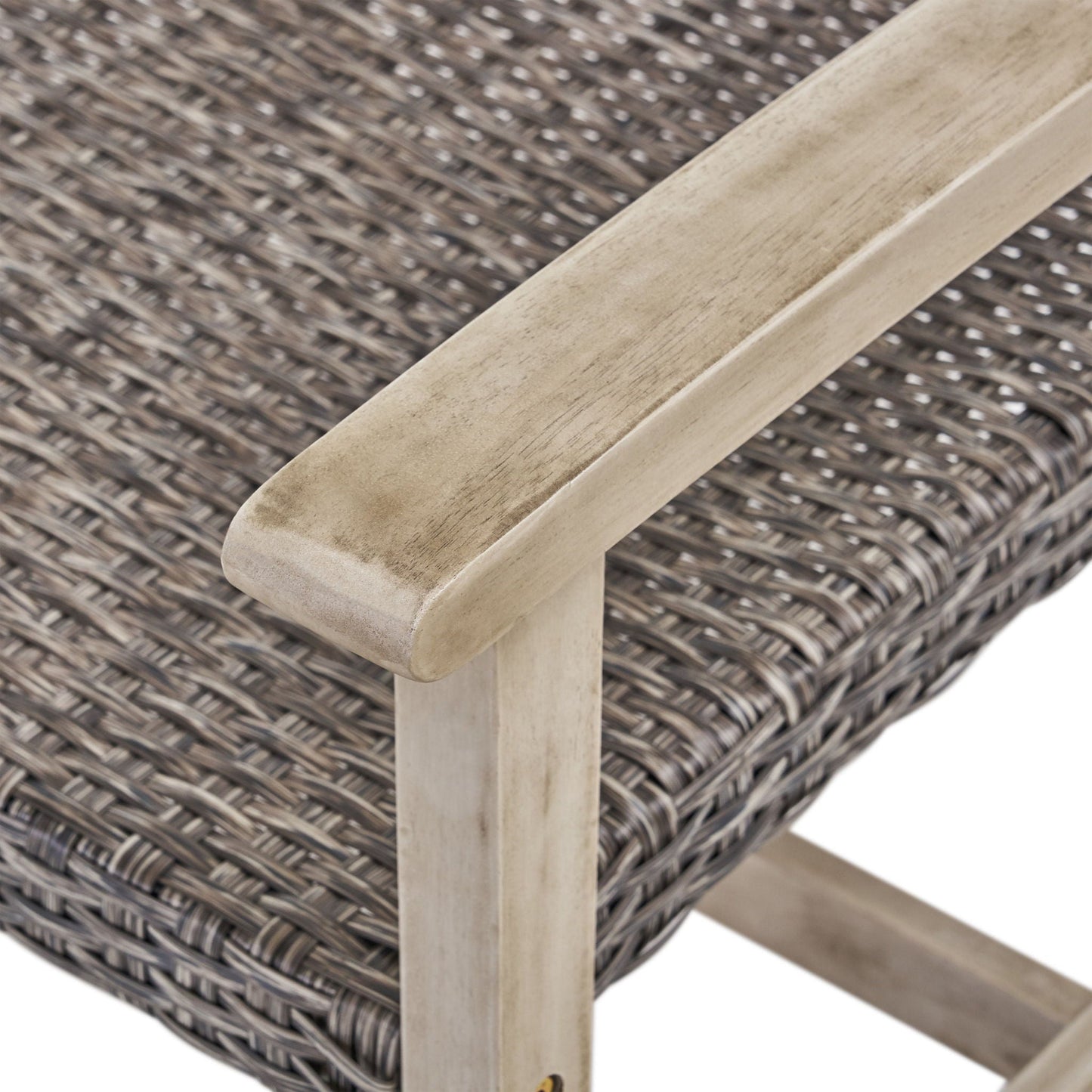 Hampton Outdoor Wood and Wicker Loveseat Gray