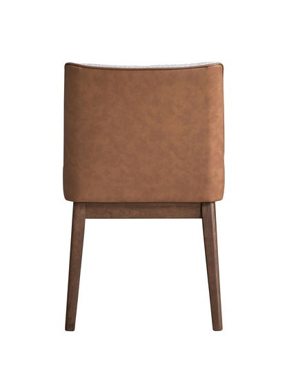 Boucle velvet side chair set in warm brown with walnut finish wood legs, set of 2 on Tampa Home & Garden Store