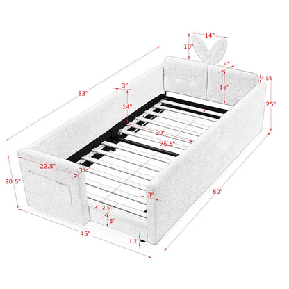 Cute Rabbit Ear Platform Bed and Safety Rail