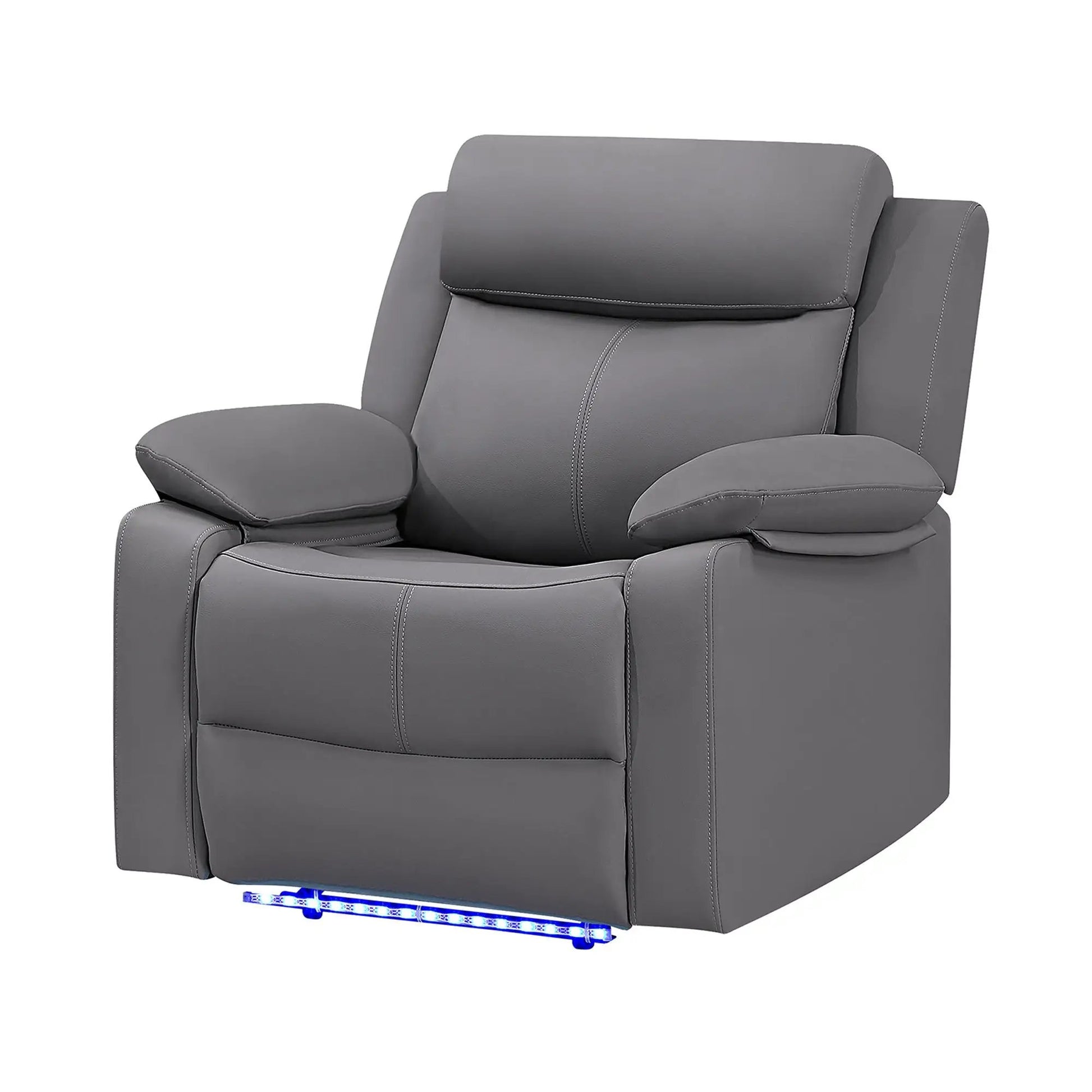 Blanche glider recliner, gray faux leather, pillow top arms, LED underglow by Unique Piece on Tampa Home & Garden Store