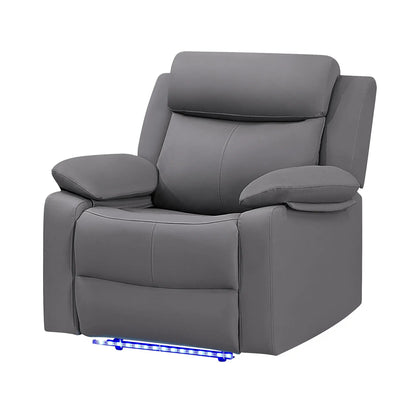 Blanche glider recliner, gray faux leather, pillow top arms, LED underglow by Unique Piece on Tampa Home & Garden Store