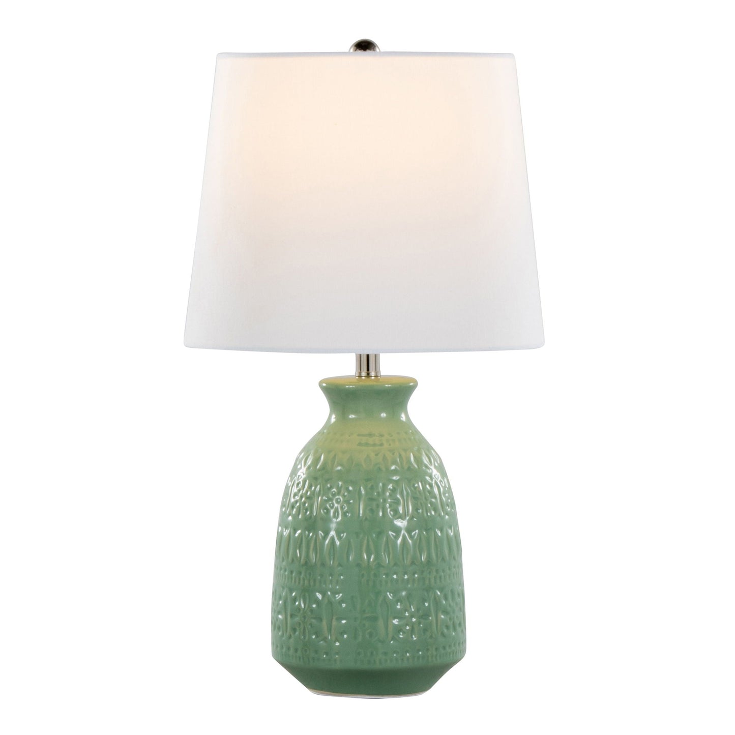 Claudia Contemporary Lamp green textured ceramic base with white fabric shade by HouseOfZazla on Tampa Home & Garden Store
