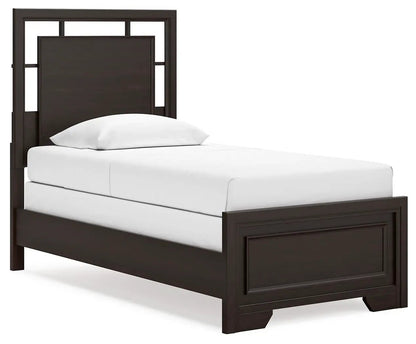 Covetown Panel Bed by Unique Piece Furniture in dark espresso with headboard and footboard on Tampa Home & Garden Store