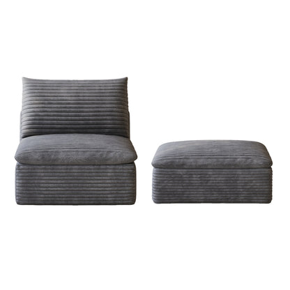 Stylish Modular One Middle Seat Sofa And Ottoman