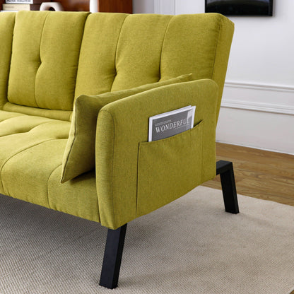 Green Foldable Sofa Bed with a Cup Holder