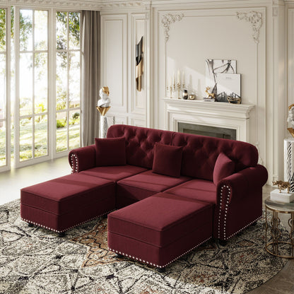 Upholstered Sofa Set with Nailhead and Pillows