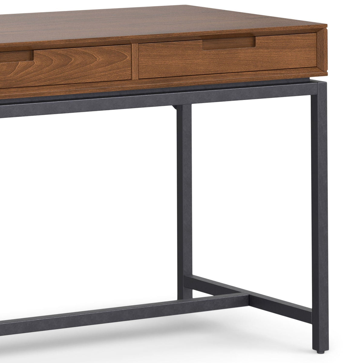 Mid Century Handcrafted Writing Desk with 2 drawers, wood top, black metal frame on Tampa Home & Garden Store