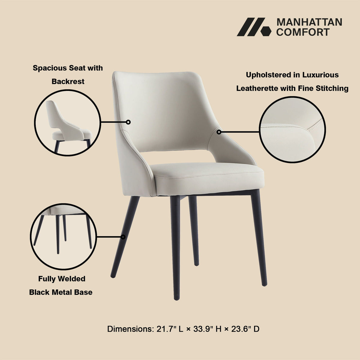 Tremont dining chair with steel frame, leatherette upholstery and black legs by HouseOfZazla on Tampa Home & Garden Store