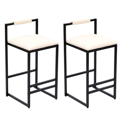 Counter-height bar stool set of 2 with black metal frames, cream cushions, backrests on Tampa Home & Garden Store