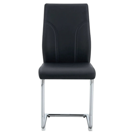 Black leather dining chair with high back and sturdy chrome legs by Unique Piece Furniture on Tampa Home & Garden Store