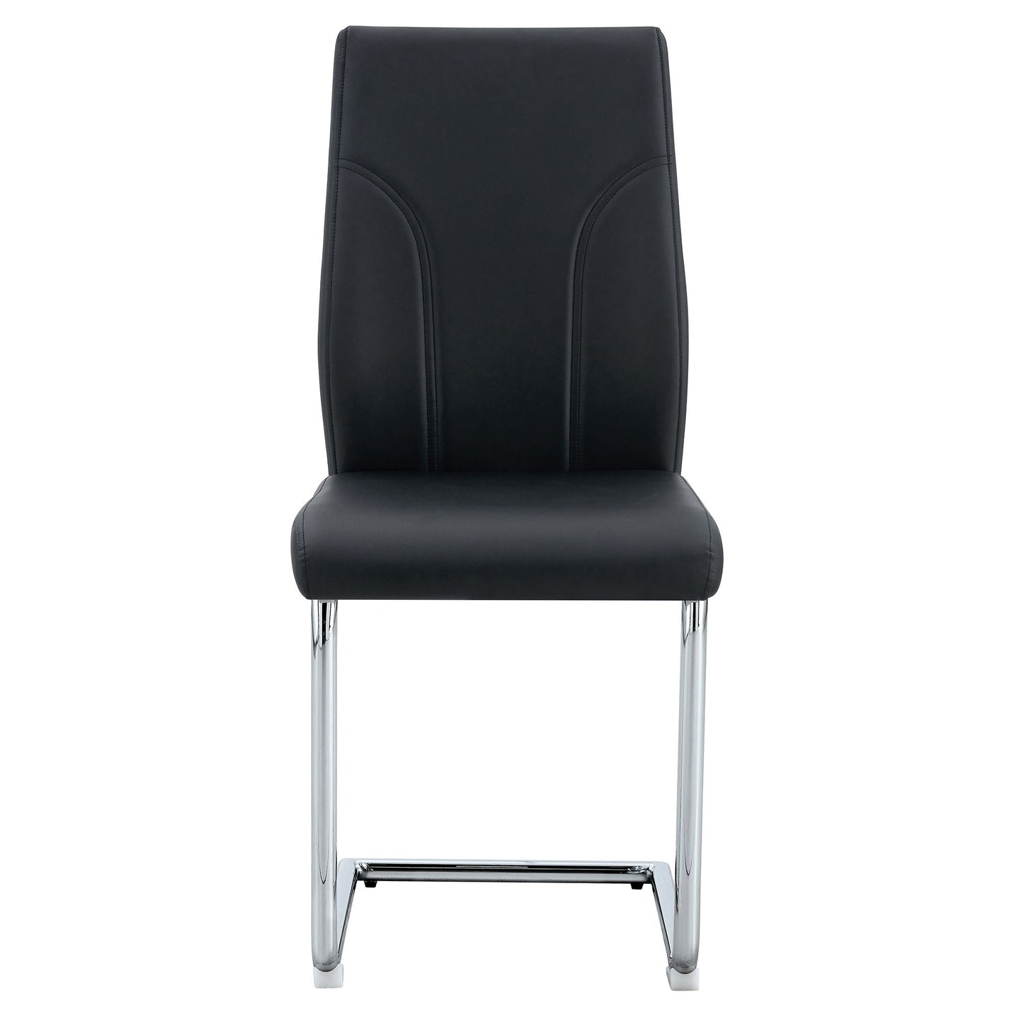 Modern dining chair black faux leather with high back and chrome legs on Tampa Home & Garden Store