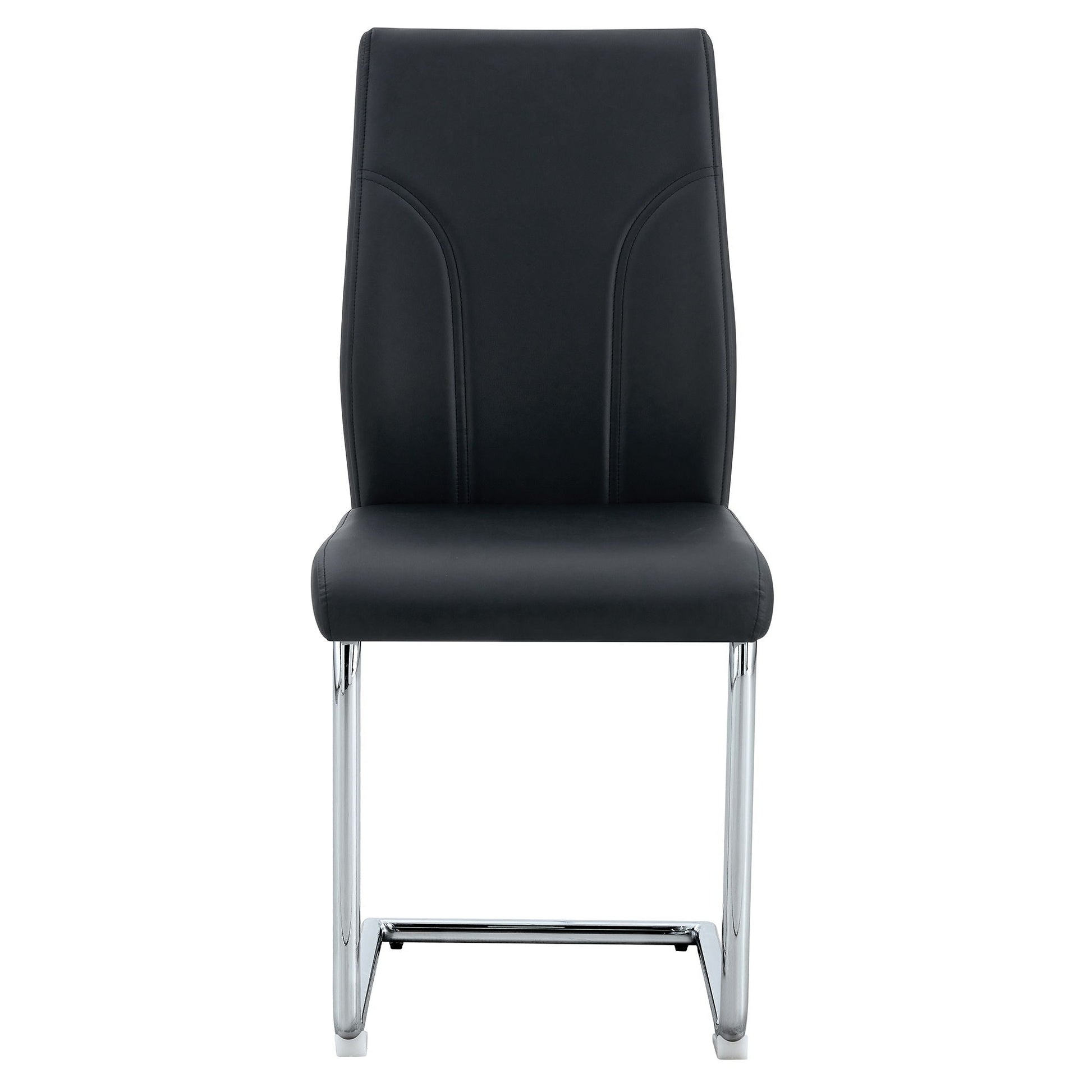 Modern dining chair black faux leather with high back and chrome legs on Tampa Home & Garden Store