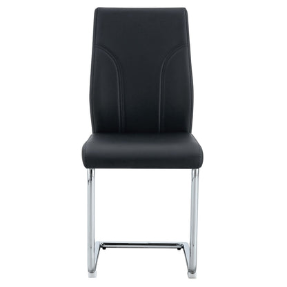 Modern dining chair black faux leather with high back and chrome legs on Tampa Home & Garden Store