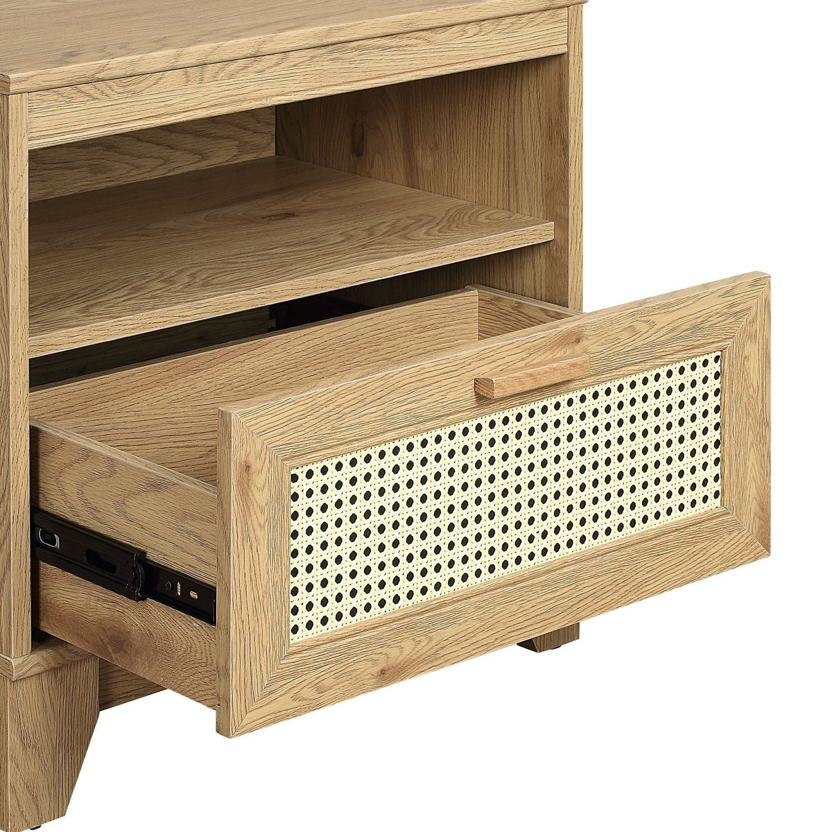 Modern cane accent nightstand with 1 drawer in natural oak finish by HouseOfZazla on Tampa Home & Garden Store
