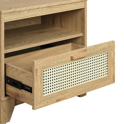 Modern cane accent nightstand with 1 drawer in natural oak finish by HouseOfZazla on Tampa Home & Garden Store
