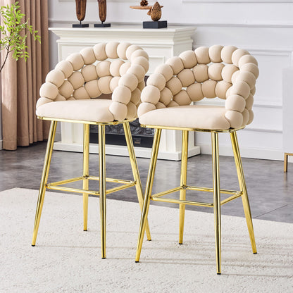 Ball Chain Bubble Tufted Bar Chairs Set Of Two