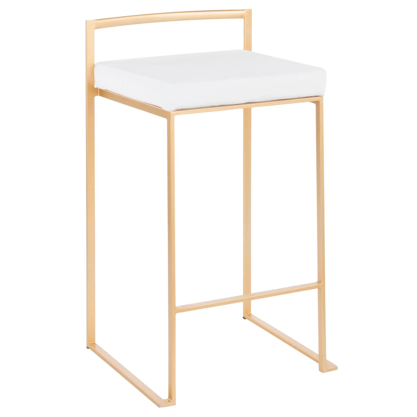 Fuji counter stools set 2 gold frame with white upholstered seats, contemporary glam design on Tampa Home & Garden Store