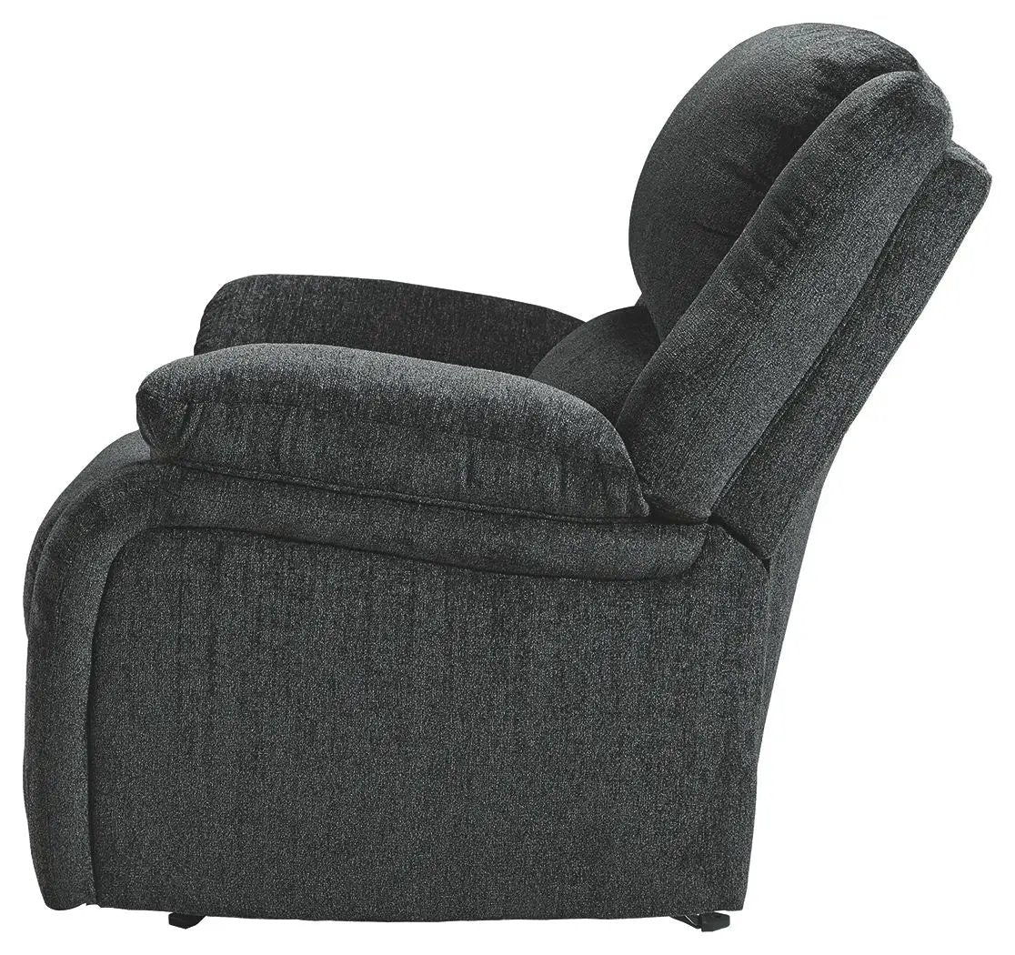 Draycoll Rocker Recliner by Unique Piece Furniture in dark charcoal gray fabric on Tampa Home & Garden Store