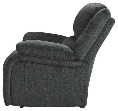Draycoll Rocker Recliner by Unique Piece Furniture in dark charcoal gray fabric on Tampa Home & Garden Store