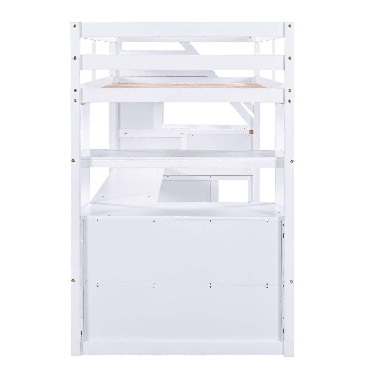 Loft bed with desk and shelves in white with 2 drawers and storage staircase HouseOfZazla on Tampa Home & Garden Store