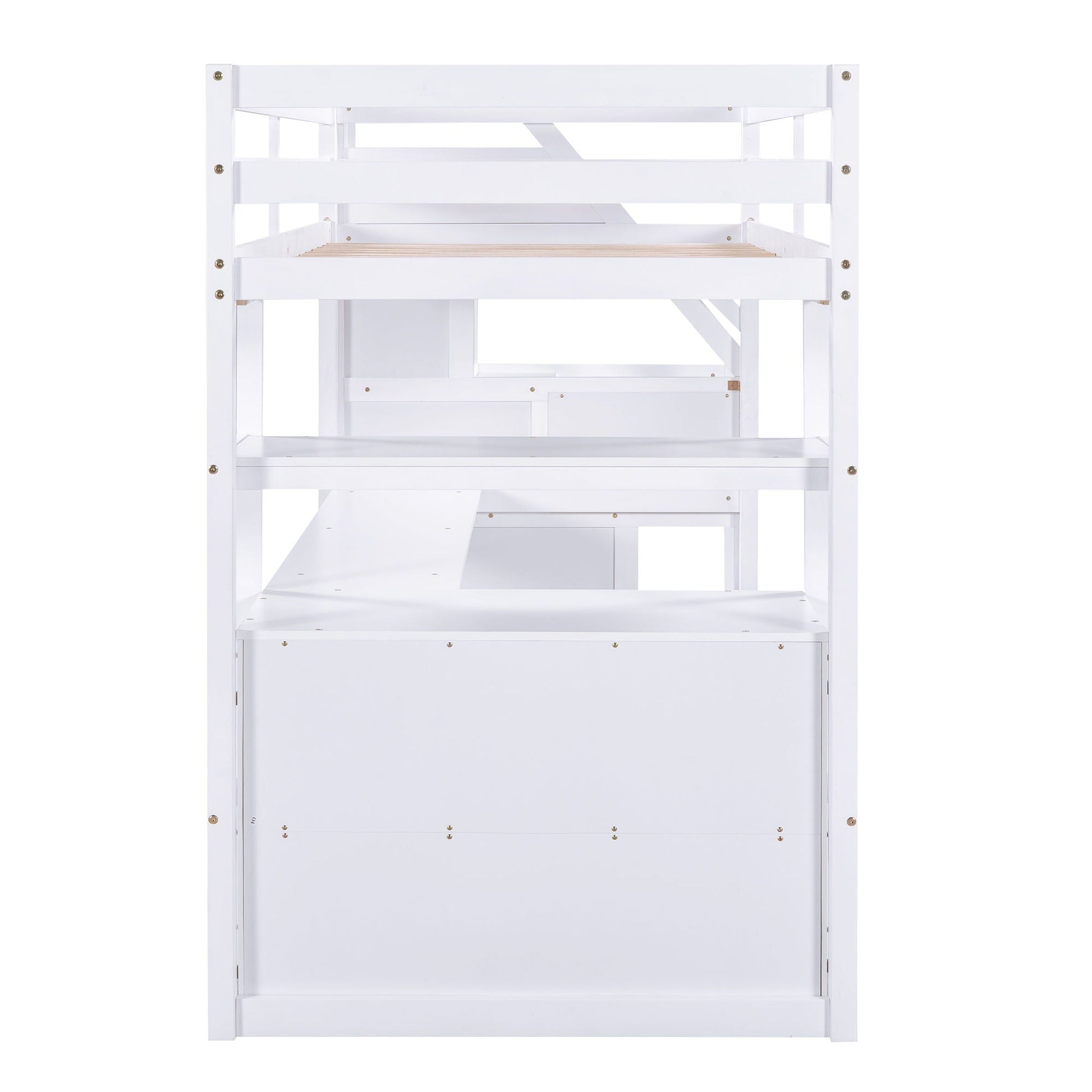 Loft bed with desk and shelves in white with 2 drawers and storage staircase HouseOfZazla on Tampa Home & Garden Store