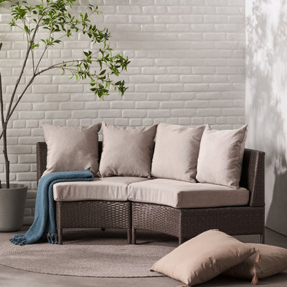 Pt Limon Modern Outdoor Single Sofa beige cushions on brown wicker frame on Tampa Home & Garden Store