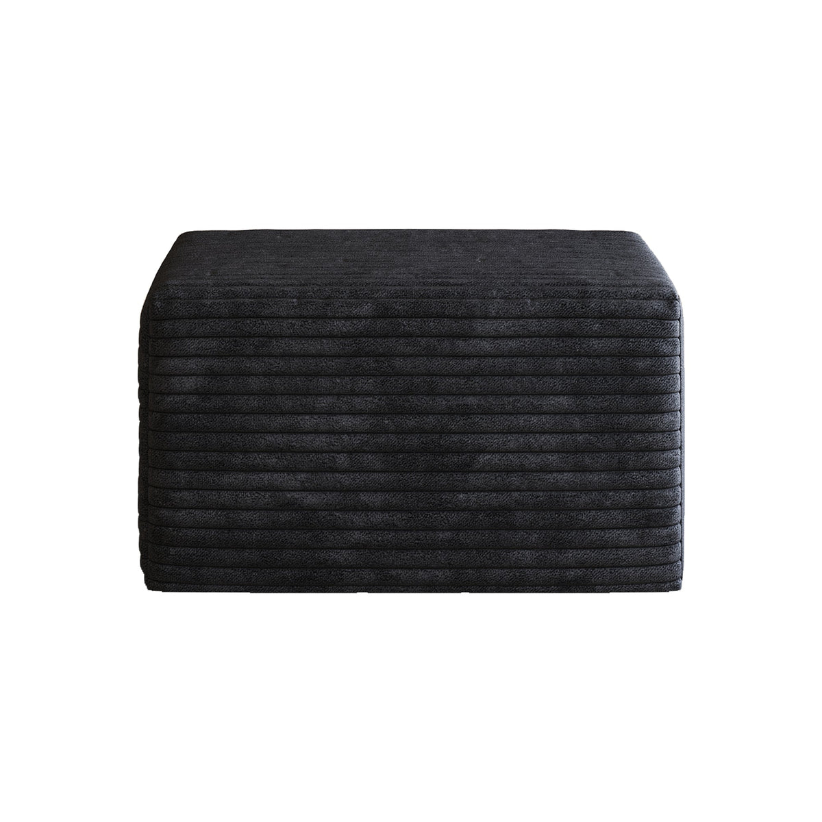 Ottoman HouseOfZazla black plush corduroy, no assembly required on Tampa Home & Garden Store