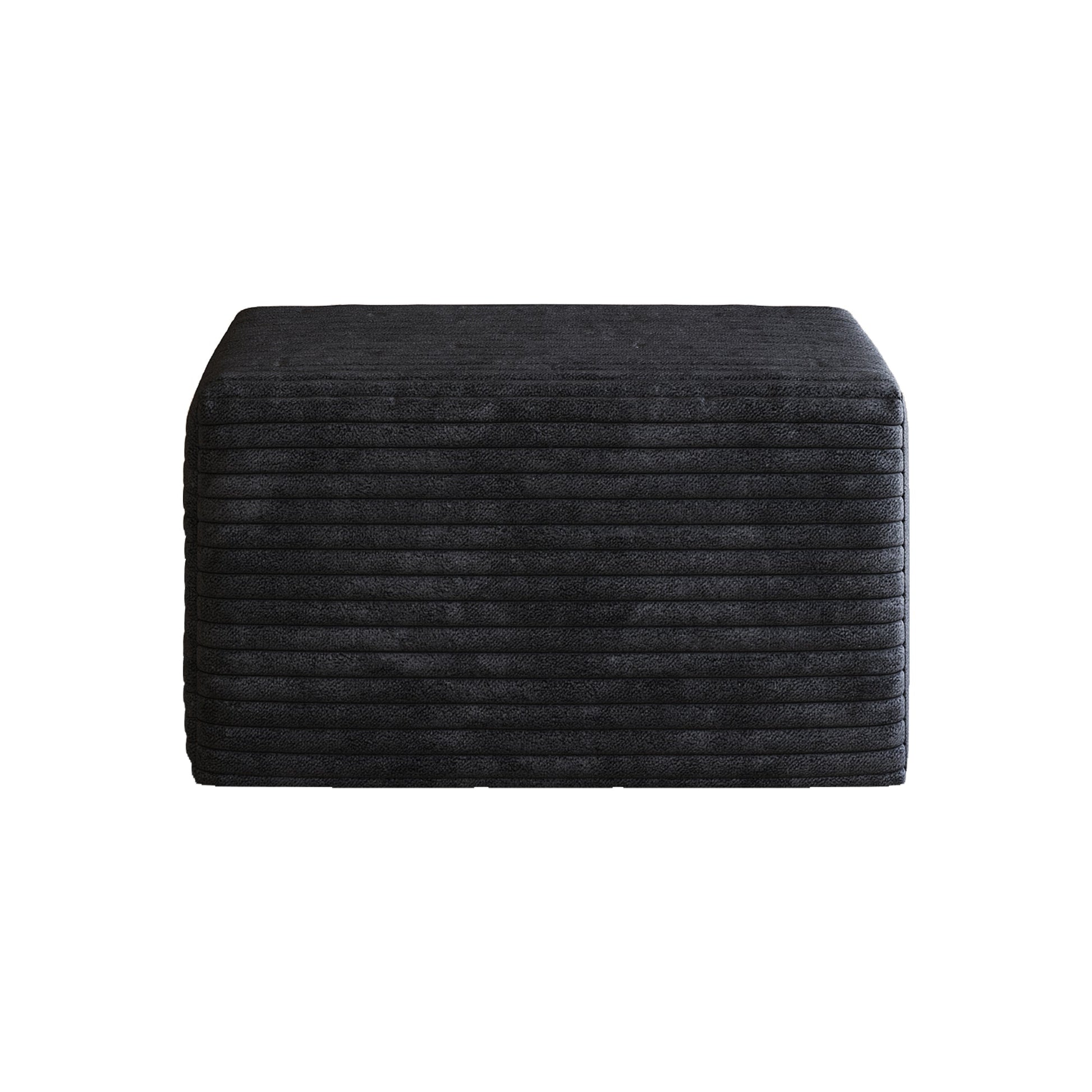 Ottoman HouseOfZazla black plush corduroy, no assembly required on Tampa Home & Garden Store