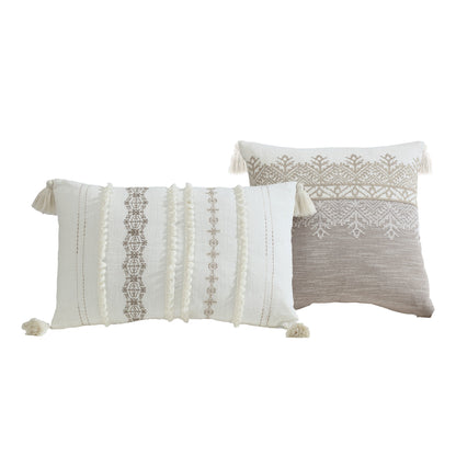 Tan And White Textured Jacquard Comforter Set