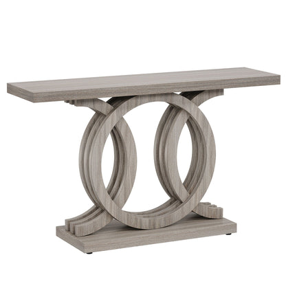 Console table gray wood finish with geometric loop base by HouseOfZazla on Tampa Home & Garden Store
