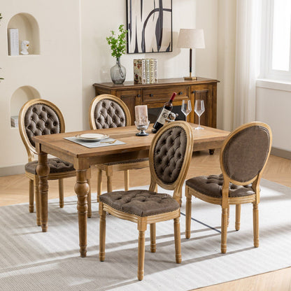 French style solid wood dining chair with nailhead trim, brown tufted upholstery, set of 4 on Tampa Home & Garden Store