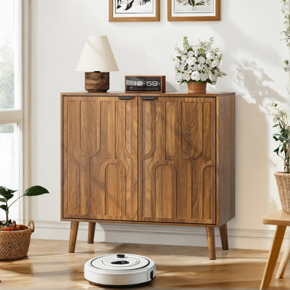 Farmhouse walnut sideboard buffet with slatted doors by HouseOfZazla on Tampa Home & Garden Store