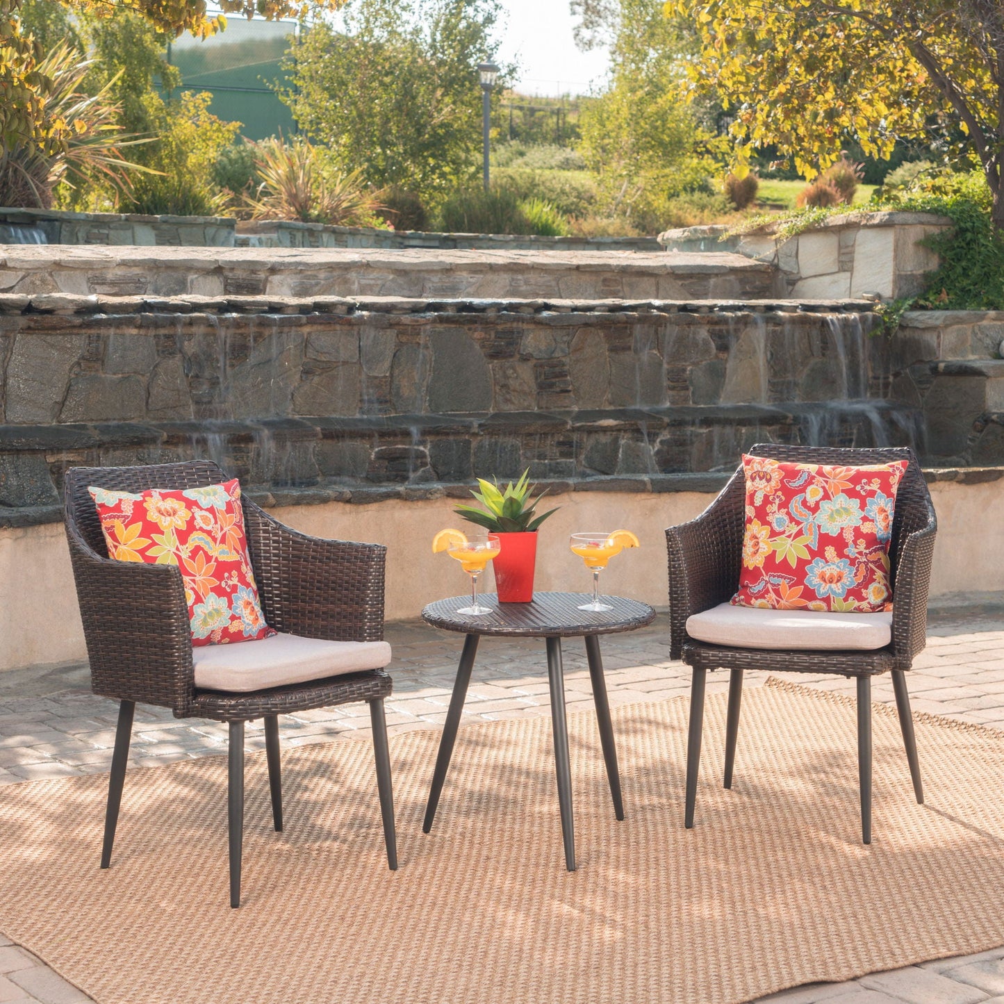 Kenneth 3 Piece Chat Set and Rattan Chairs
