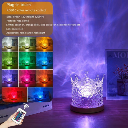 LED Water Ripple night light with crystal base, USB powered, 16 RGB colors, remote control on Tampa Home & Garden Store