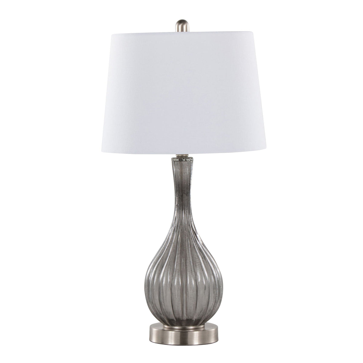 Jenny - Contemporary Table Lamp set of 2 with brushed metal base and white fabric shade on Tampa Home & Garden Store