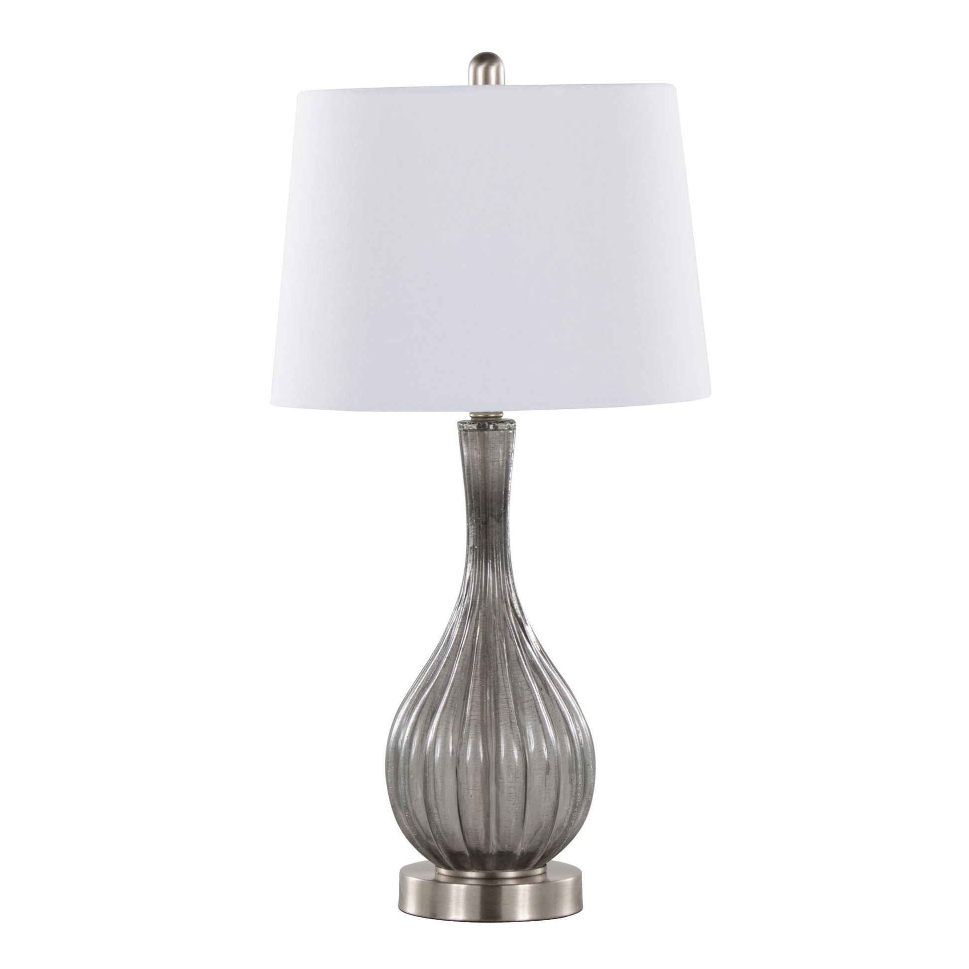 Jenny - Contemporary Table Lamp set of 2 with brushed metal base and white fabric shade on Tampa Home & Garden Store