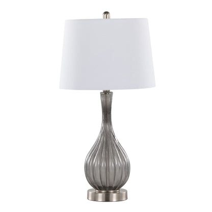Jenny - Contemporary Table Lamp set of 2 with brushed metal base and white fabric shade on Tampa Home & Garden Store