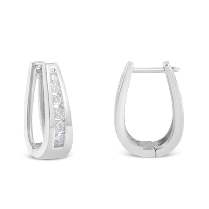 14k white gold channel-set diamond hoop earrings, 1/4 ct tw, I-J color, I2-I3 clarity on Tampa Home & Garden Store
