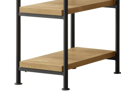 Golden Oak Desk with Four Storage Shelves