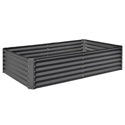Galvanized raised garden bed 8x4x1.5 ft with dark gray corrugated sides and riveted joints on Tampa Home & Garden Store