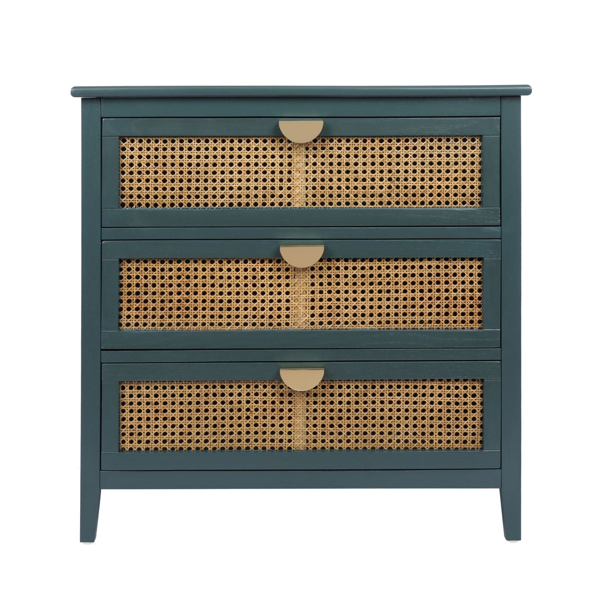 3 Drawer Cabinet Natural Rattan teal accent nightstand with woven cane panels, HouseOfZazla on Tampa Home & Garden Store