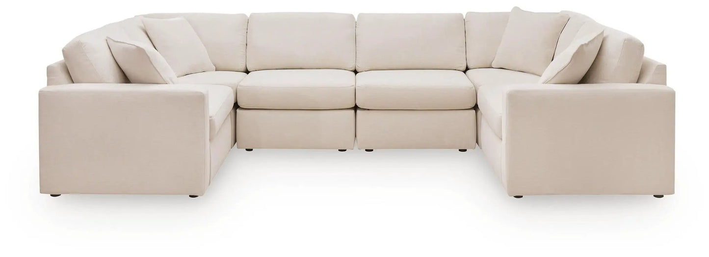 Modmax Sectional Oyster beige fabric stationary sofa with plush cushions on Tampa Home & Garden Store