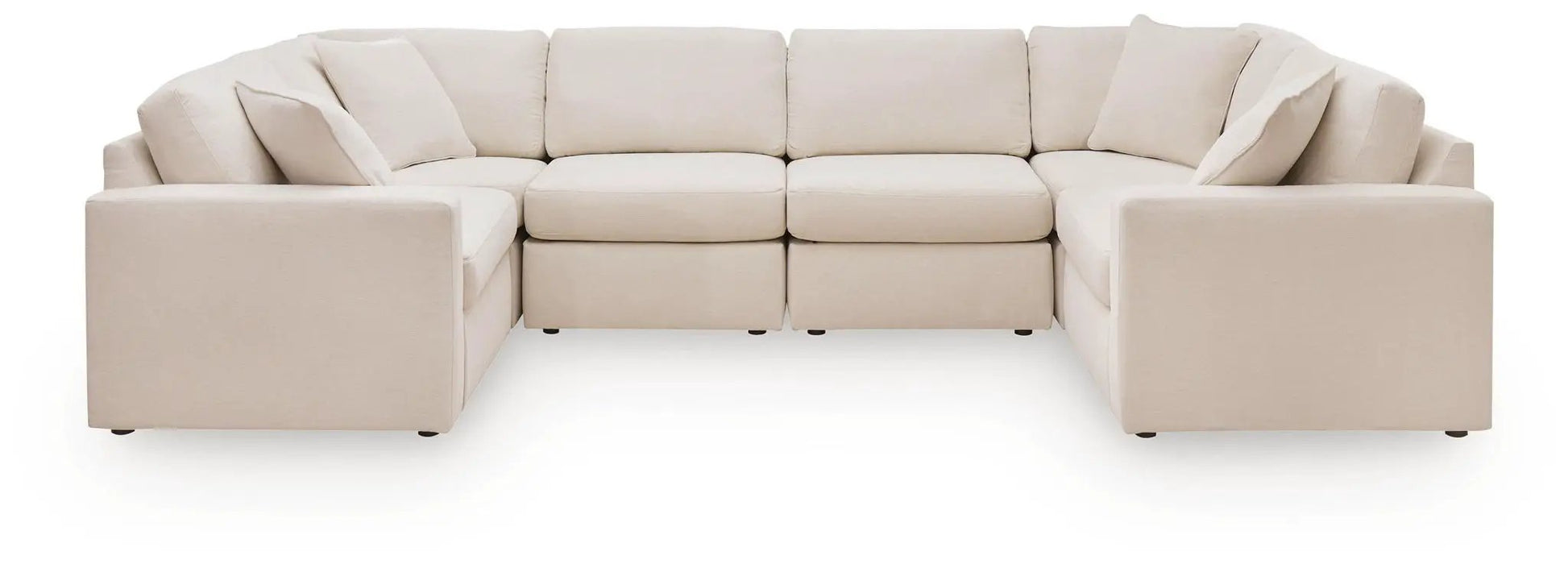Modmax Sectional Oyster beige fabric stationary sofa with plush cushions on Tampa Home & Garden Store