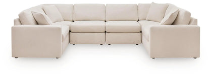 Modmax Sectional Oyster beige fabric stationary sofa with plush cushions on Tampa Home & Garden Store