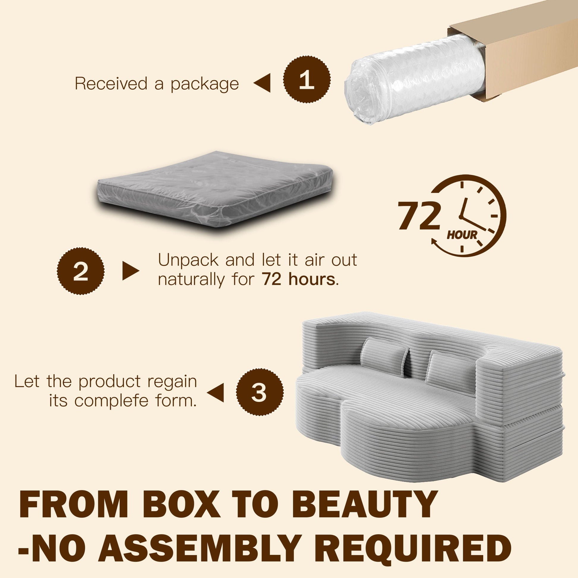 Floor sofa with 2 pillows in gray upholstery, HouseOfZazla convertible twin-size mattress on Tampa Home & Garden Store